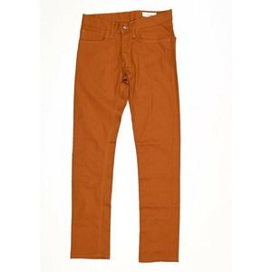 Gustin Brown Button Fly Slim Fit Chino Pants